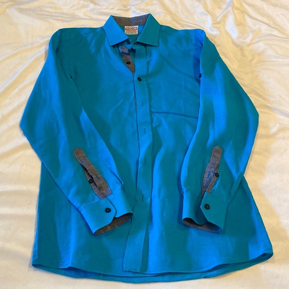 Sam’s Tailor men’s linen button down with roll up sleeves - Picture 1 of 4